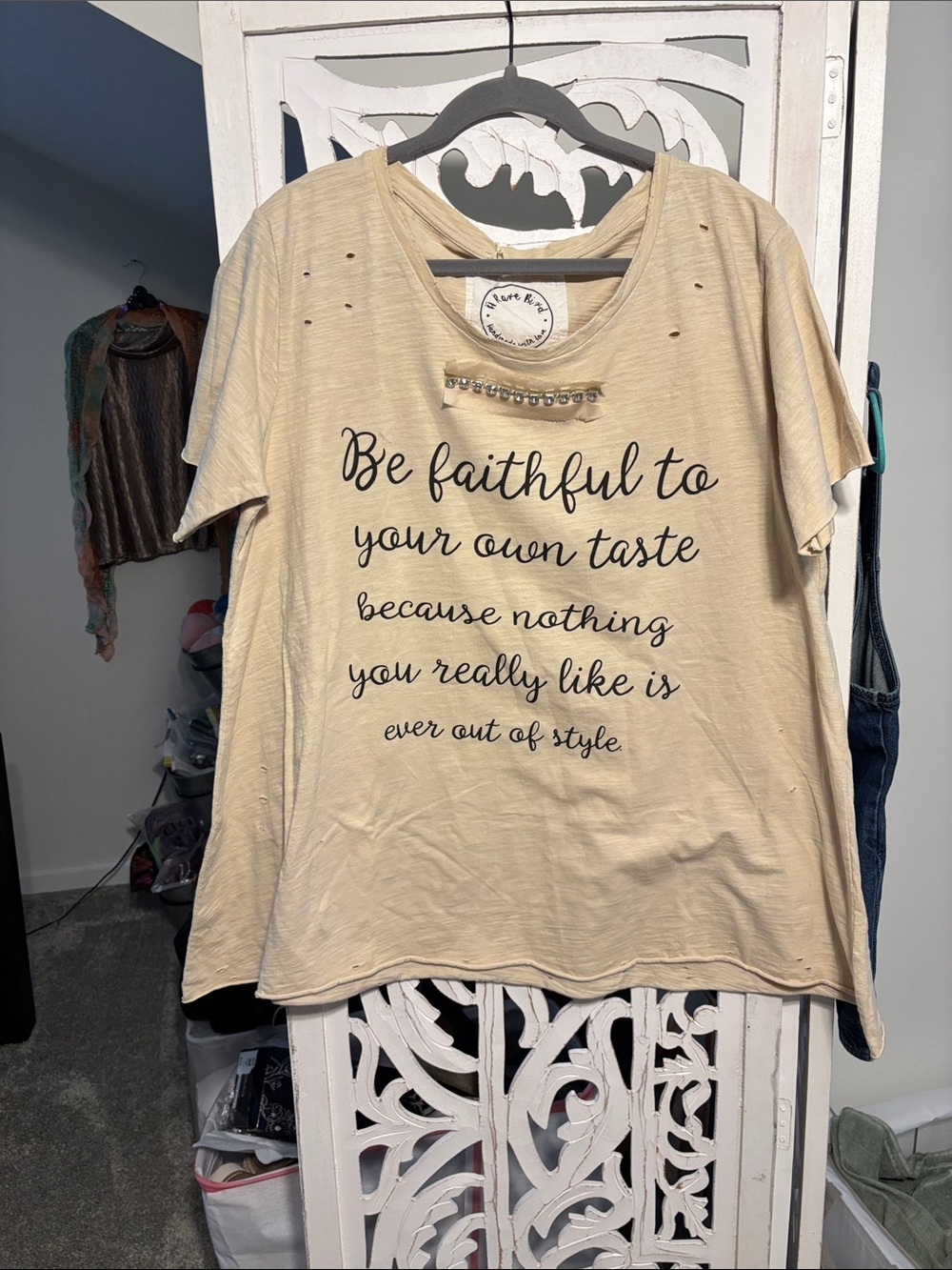 Be Faithful To Your Own Taste Short Sleeve Tee - Beige